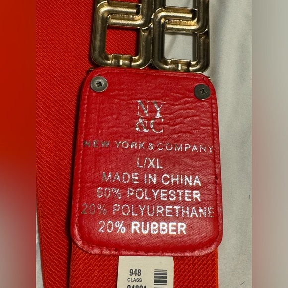 Y2K Gold Geometric Wide Stretch Belt New York & Co Interlock L/XL Orange 90s - Picture 5 of 14